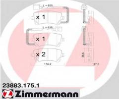 Zimmermann 23883.175.1 klocki hamulcowe vw phaeton 02- tył z czuj., vw phaeton (3d_)