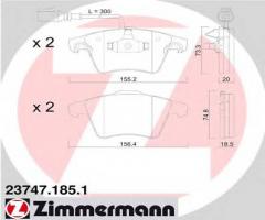 Zimmermann 23747.185.1 klocki hamulcowe vw touareg 02- z czuj., vw touareg (7la, 7l6, 7l7)