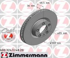 Zimmermann 600.3248.20 tarcza hamulcowa vw touareg 10-prawy przód, porsche cayenne, vw touareg (7p5)