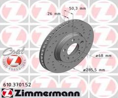 Zimmermann 610.3701.52 tarcza hamulcowa volvo s60 00-09 koła 15, volvo s80 i (ts, xy)