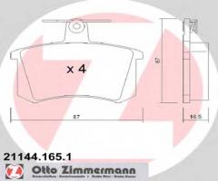 Zimmermann 21144.165.1 klocki hamulcowe fiat croma 85-96 (+abs) tył, alfa romeo 164 (164)