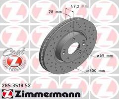 Zimmermann 285.3518.52 tarcza hamulcowa hyundai sonata 05-, hyundai ix35 (lm, el, elh)
