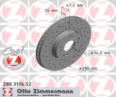 Zimmermann 280.3176.52 tarcza hamulcowa honda accord 08-, honda accord viii (cu)