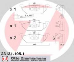 Zimmermann 23131.195.1 klocki hamulcowe audi a2 a3 seat skoda vw golf 4 5 6 polo przód