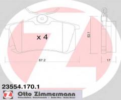 Zimmermann 23554.170.1 klocki hamulcowe octavia 96- tył, 307 tył, audi a8 (4d2, 4d8)