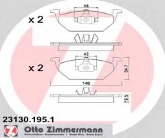 Zimmermann 23130.195.1 klocki hamulcowe audi/skoda/ vw golf 97-, audi a3 (8l1), seat toledo ii (1m2)