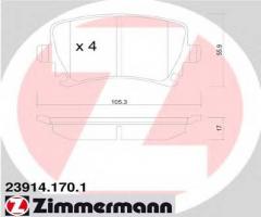 Zimmermann 23914.170.1 klocki hamulcowe vw passat 05- tył, audi tt (8j3), seat leon (1p1)
