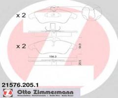 Zimmermann 21576.205.1 klocki hamulcowe mercedes sprinter, vito