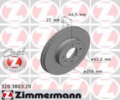 Zimmermann 320.3803.20 tarcza hamulcowa hyundai accent 05-, hyundai i20 (pb, pbt), kia rio ii (jb)