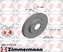 Zimmermann 280.3173.20 tarcza hamulcowa honda jazz 04-, honda jazz ii (gd)