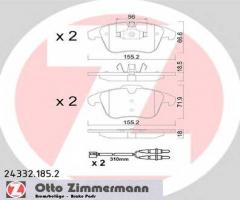 Zimmermann 24332.185.2 klocki hamulcowe citroen c5 iii 08- przód, citroËn c5 iii (rd_), peugeot 508