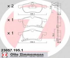 Zimmermann 23057.195.1 klocki hamulcowe opel astra g, zafira, opel astra g hatchback (f48_, f08_)