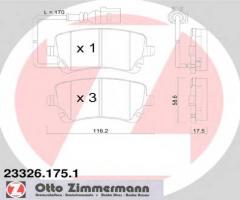 Zimmermann 23326.175.1 klocki hamulcowe vw t5 03- tył z czuj.