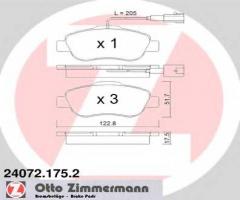 Zimmermann 24072.175.2 klocki hamulcowe fiat fiorino 08-, fiat 500 (312), ford ka (ru8)
