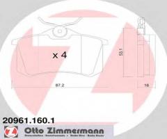 Zimmermann 20961.160.1 klocki hamulcowe renault scenic 98- tył, audi a4 kabriolet (8h7, b6, 8he, b7)