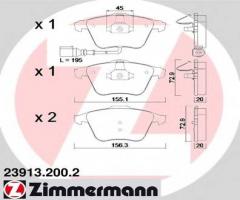 Zimmermann 23913.200.2 klocki hamulcowe audi tt 06- z czuj., audi tt (8j3), seat leon (1p1)