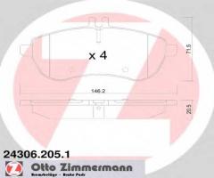 Zimmermann 24306.205.1 klocki hamulcowe mercedes w204 citroen klasa 07-