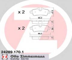 Zimmermann 24289.170.1 klocki hamulcowe mini cooper 06- tył, mini mini (r56)