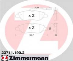 Zimmermann 23711.190.2 klocki hamulcowe fiat bravo 07- przód, alfa romeo mito (955)