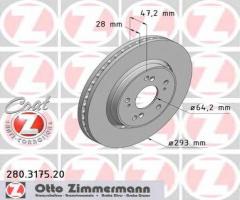 Zimmermann 280.3175.20 tarcza hamulcowa honda cr-v iii 07- przód, honda cr-v iii (re)