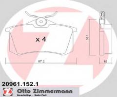 Zimmermann 20961.152.1 klocki hamulcowe vw golf iii tył, audi a4 (8ec, b7), peugeot 405 i (15b)