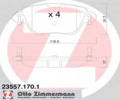 Zimmermann 23557.170.1 klocki hamulcowe ford mondeo iii 00-04 tył, ford mondeo iii sedan (b4y)