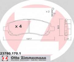 Zimmermann 23780.170.1 klocki hamulcowe subaru impreza 96-00, subaru impreza sedan (gc)