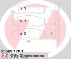 Zimmermann 23569.170.1 klocki hamulcowe hyundai trajet 99-, hyundai h-1 / starex, ssangyong kyron