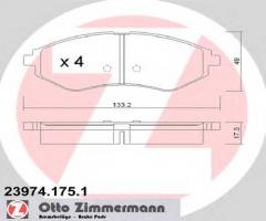 Zimmermann 23974.175.1 klocki hamulcowe daewoo kalos 02-, chevrolet aveo sedan (t250, t255)