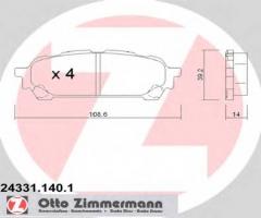 Zimmermann 24331.140.1 klocki hamulcowe subaru impreza 02- tył, subaru impreza sedan (gd, gg)