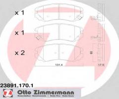 Zimmermann 23891.170.1 klocki hamulcowe hyundai sonata 05-, honda insight (ze), hyundai ix20 (jc)