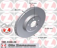 Zimmermann 100.3330.20 tarcza hamulcowa audi a4 07-, audi a5 (8t3)