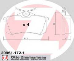 Zimmermann 20961.172.1 klocki hamulcowe fiat ulysse 02- tył, audi a8 (4d2, 4d8), citroËn c4 ii (b7)
