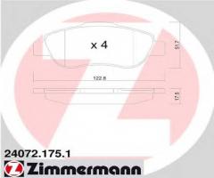 Zimmermann 24072.175.1 klocki hamulcowe fiat panda 1,3jtd 03-, fiat panda (169)