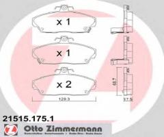 Zimmermann 21515.175.1 klocki hamulcowe honda civic 1,4-1,6 00-, honda concerto (hw), mg mg zr