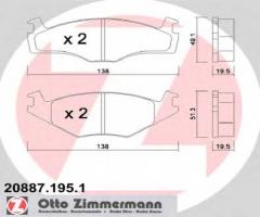 Zimmermann 20887.195.1 klocki hamulcowe vw asymetry.grube, seat toledo i (1l), vw golf i (17)