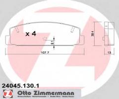 Zimmermann 24045.130.1 klocki hamulcowe mazda 6 02- tył, mazda 6 hatchback (gh)