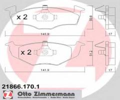 Zimmermann 21866.170.1 klocki hamulcowe vw polo 96-01, seat arosa (6h), skoda fabia (6y2)