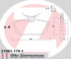 Zimmermann 21861.170.1 klocki hamulcowe volvo s40,v40 95-03 tył, mitsubishi carisma (da_)