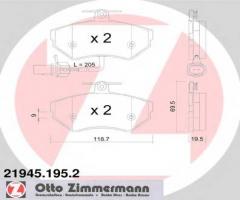 Zimmermann 21945.195.2 klocki hamulcowe vw passat 99-00 1,6-1,9tdi z czuj, audi a4 (8d2, b5)