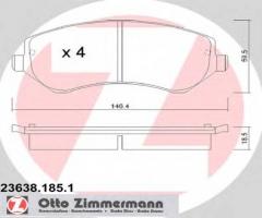 Zimmermann 23638.185.1 klocki hamulcowe chrysler voyager 00- koła 15, chrysler voyager iv (rg, rs)