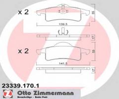 Zimmermann 23339.170.1 klocki hamulcowe jeep grand cherokee 99- tył, jeep cherokee (xj)