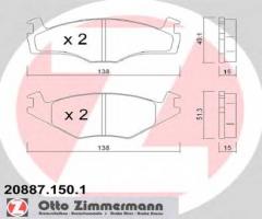 Zimmermann 20887.150.1 klocki hamulcowe vw asymetryczne cienkie, seat ibiza ii (6k1), vw golf i (17)