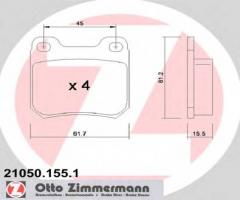 Zimmermann 21050.155.1 klocki hamulcowe opel omega a 86-94 tył, opel omega a (16_, 17_, 19_)