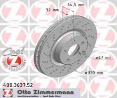 Zimmermann 400.3637.52 tarcza hamulcowa mercedes w211 e-klasa 02-09, mercedes-benz klasa glk (x204)