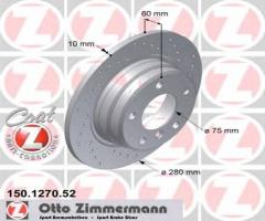 Zimmermann 150.1270.52 tarcza hamulcowa bmw 3 e36 91-01 tył, bmw 3 (e36)