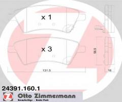 Zimmermann 24391.160.1 klocki hamulcowe fiat sedici 06-, fiat sedici, suzuki sx4 sedan (gy)