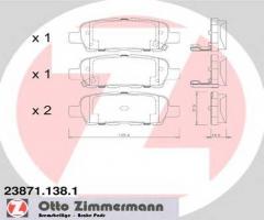 Zimmermann 23871.138.1 klocki hamulcowe nissan x-trail 01- tył, infiniti fx, nissan leaf