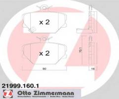 Zimmermann 21999.160.1 klocki hamulcowe smart 98-04, smart fortwo coupe (451)