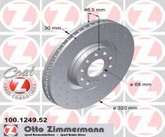 Zimmermann 100.1249.52 tarcza hamulcowa audi a6 97- 2,7t-3,0, audi a6 (4b2, c5), seat exeo (3r2)